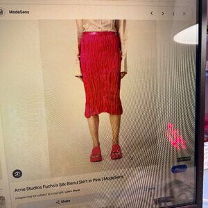 acne studio  fuchsia silk blend skirt